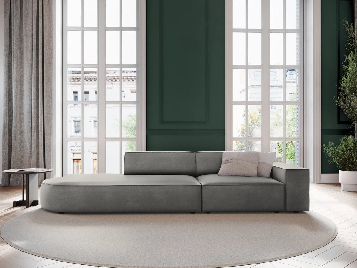 Jodie 3-Sitzer Sofa, Linke Seite offen, rund, aus Samt (Blu13) in Hellgrau, 262x102 cm – Bild 2