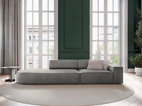 Jodie 3-Sitzer Sofa, Linke Seite offen, rund, aus Samt (Blu13) in Hellgrau, 262x102 cm – Bild 2