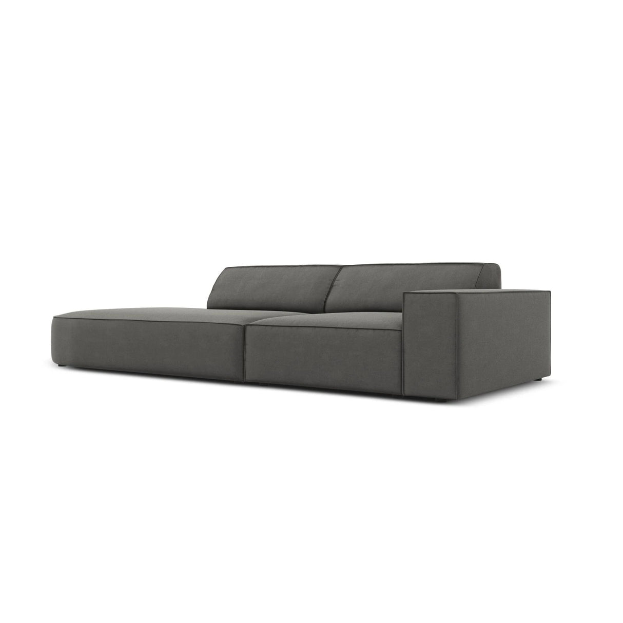 Jodie 3-Sitzer Sofa, Linke Seite offen, rund, aus Samt (Blu13) in Hellgrau, 262x102 cm – Bild 4