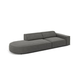 Jodie 3-Sitzer Sofa, Linke Seite offen, rund, aus Samt (Blu13) in Hellgrau, 262x102 cm – Bild 5