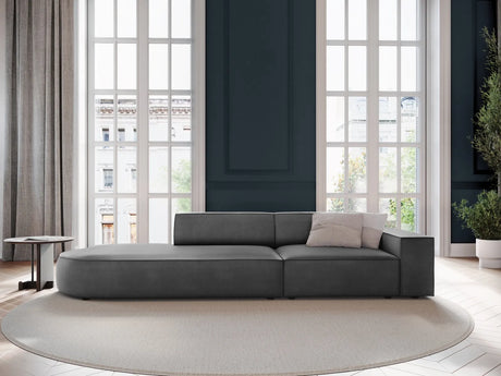 Jodie 3-Sitzer Sofa, Linke Seite offen, rund, aus Samt (Blu14) in Grau, 262x102 cm – Bild 2