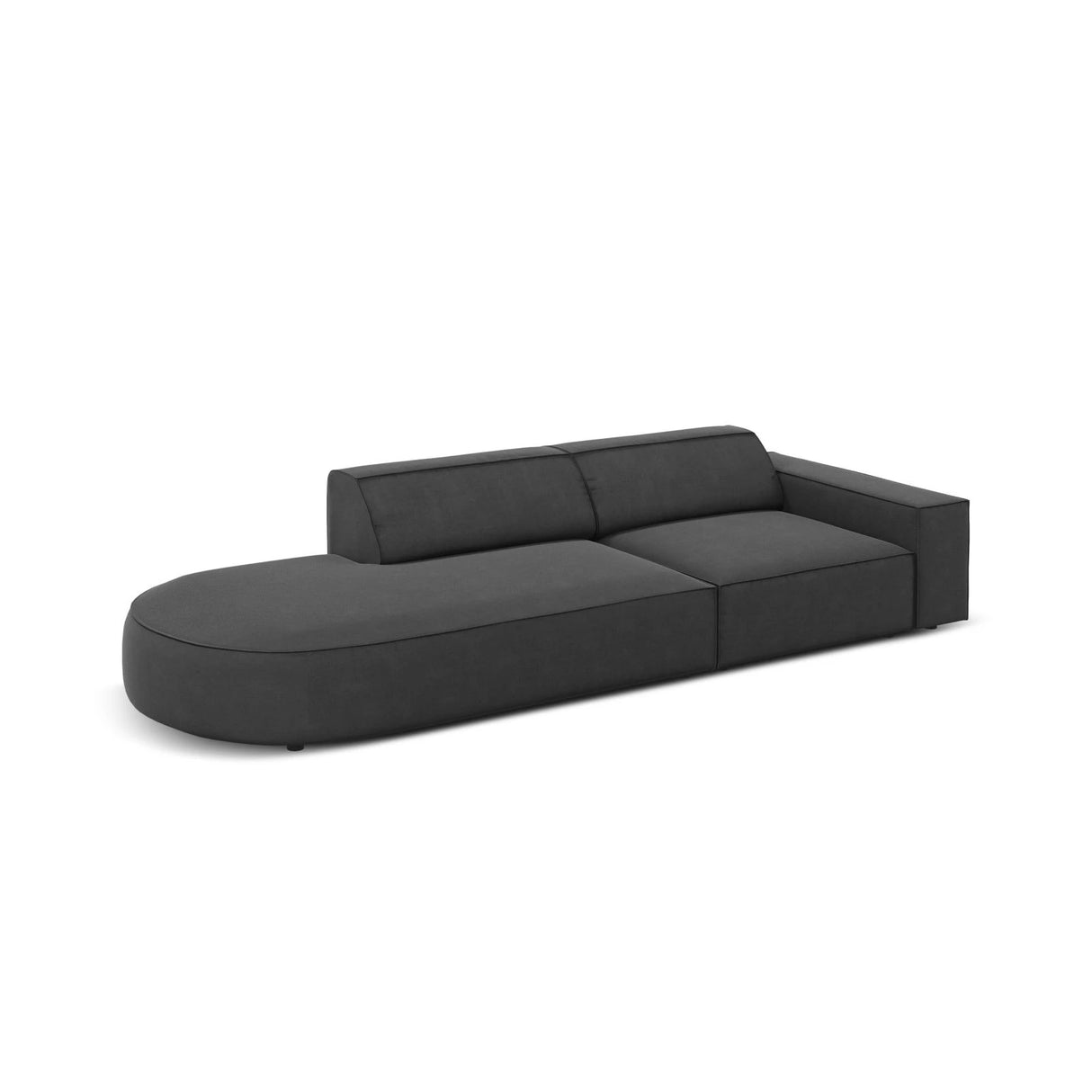 Jodie 3-Sitzer Sofa, Linke Seite offen, rund, aus Samt (Blu14) in Grau, 262x102 cm – Bild 5