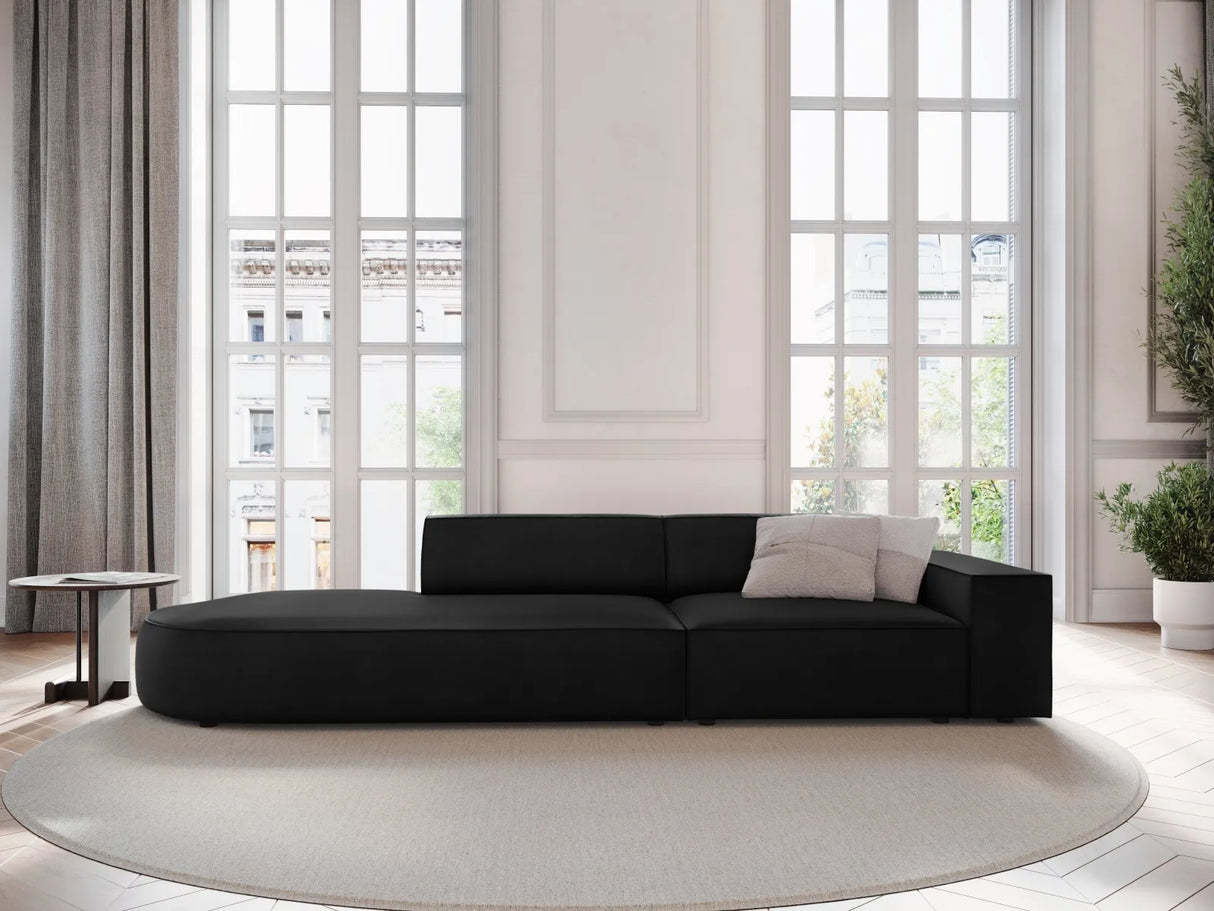 Jodie 3-Sitzer Sofa, Linke Seite offen, rund, aus Samt (Blu19) in Schwarz, 262x102 cm – Bild 2