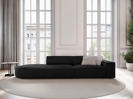 Jodie 3-Sitzer Sofa, Linke Seite offen, rund, aus Samt (Blu19) in Schwarz, 262x102 cm – Bild 2