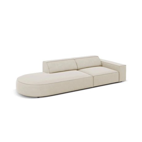 Jodie 3-Sitzer Sofa, Linke Seite offen, rund, aus Samt (Blu30) in Dunkelbeige, 262x102 cm – Bild 5
