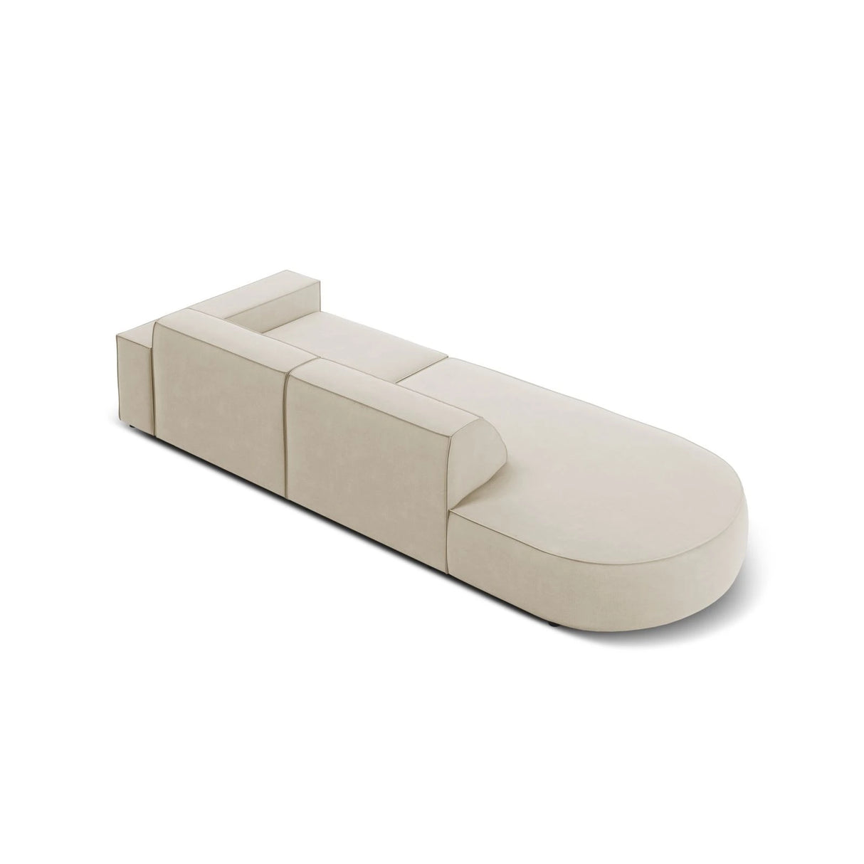 Jodie 3-Sitzer Sofa, Linke Seite offen, rund, aus Samt (Blu30) in Dunkelbeige, 262x102 cm – Bild 6