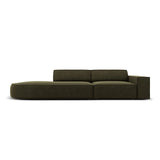 Jodie 3-Sitzer Sofa, Linke Seite offen, rund, aus Samt (Blu77) in Grün, 262x102 cm – Bild 1