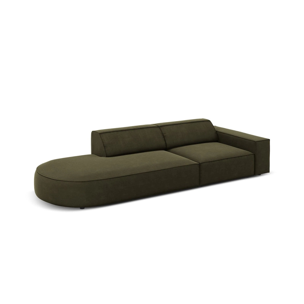 Jodie 3-Sitzer Sofa, Linke Seite offen, rund, aus Samt (Blu77) in Grün, 262x102 cm – Bild 5
