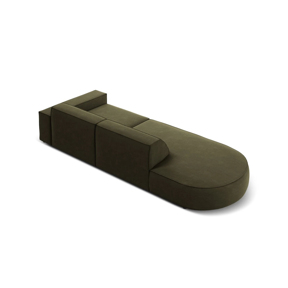Jodie 3-Sitzer Sofa, Linke Seite offen, rund, aus Samt (Blu77) in Grün, 262x102 cm – Bild 6