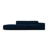 Jodie 3-Sitzer Sofa, Linke Seite offen, rund, aus Samt (Blu86) in Königsblau, 262x102 cm – Bild 1