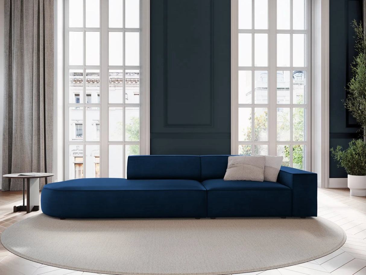 Jodie 3-Sitzer Sofa, Linke Seite offen, rund, aus Samt (Blu86) in Königsblau, 262x102 cm – Bild 2