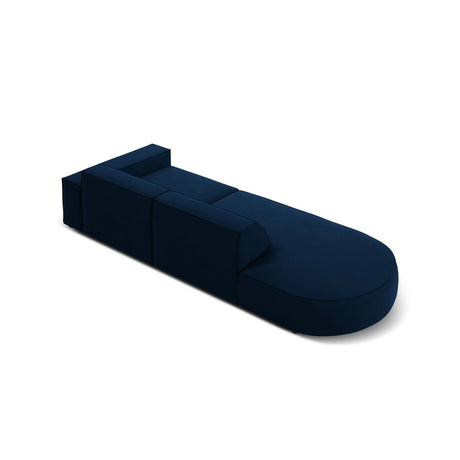 Jodie 3-Sitzer Sofa, Linke Seite offen, rund, aus Samt (Blu86) in Königsblau, 262x102 cm – Bild 6