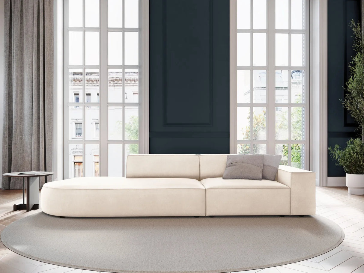 Jodie 3-Sitzer Sofa, Linke Seite offen, rund, aus Samt oder Strukturstoff, 262x102 cm – Bild 2