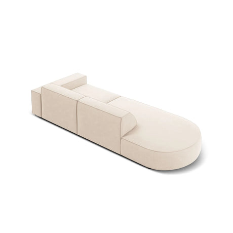 Jodie 3-Sitzer Sofa, Linke Seite offen, rund, aus Samt oder Strukturstoff, 262x102 cm – Bild 6