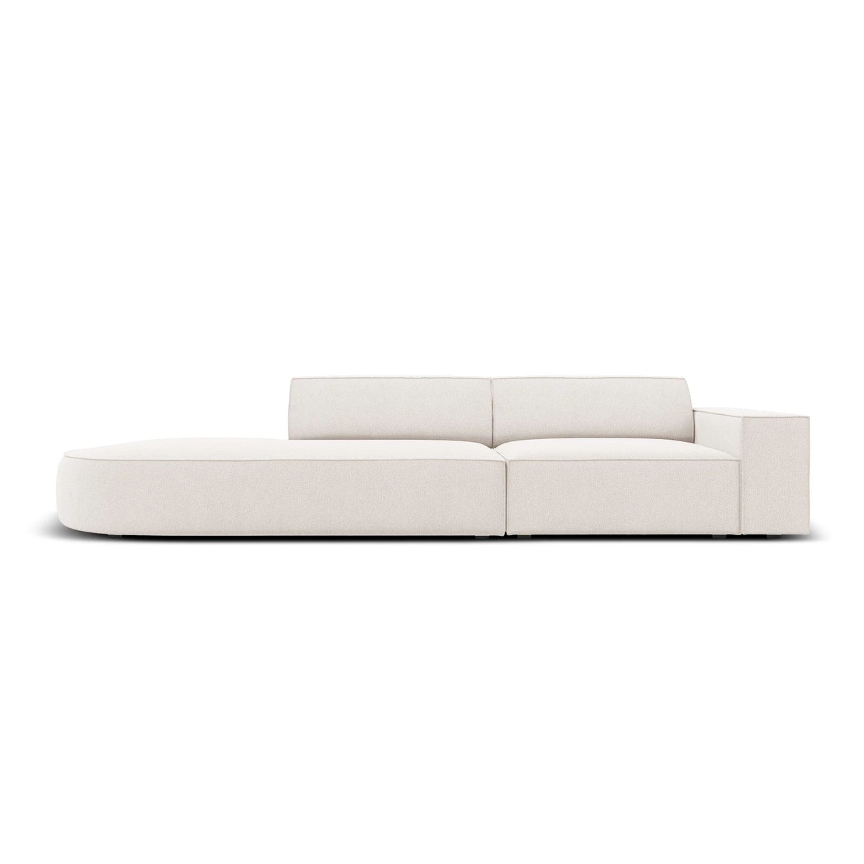 Jodie 3-Sitzer Sofa, Linke Seite offen, rund, aus Strukturierter Stoff (Meg351) in Leichtes Beige, 262x102 cm – Bild 1