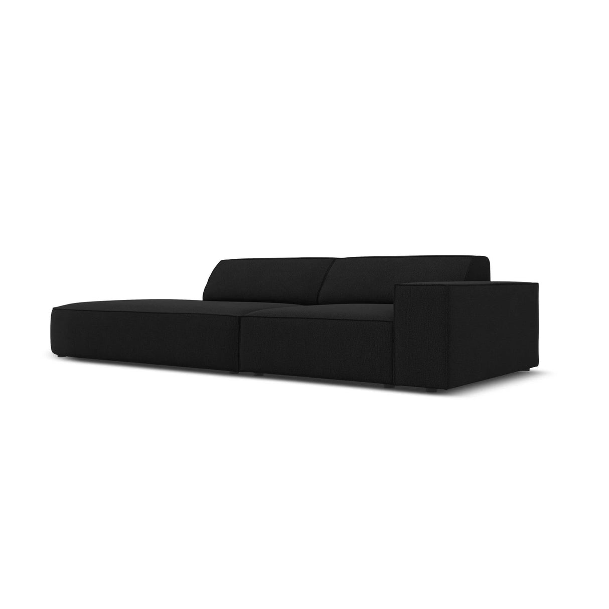 Jodie 3-Sitzer Sofa, Linke Seite offen, rund, aus Strukturierter Stoff (Meg368) in Schwarz, 262x102 cm – Bild 2