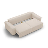 Jodie 3-Sitzer Sofa mit Schlaffunktion und Bettkasten, ausklappbar, aus Boucle (Bal2074) in Beige, 247x107 cm – Bild 6