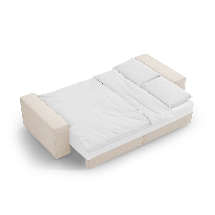Jodie 3-Sitzer Sofa mit Schlaffunktion und Bettkasten, ausklappbar, aus Boucle (Bal2074) in Beige, 247x107 cm – Bild 7