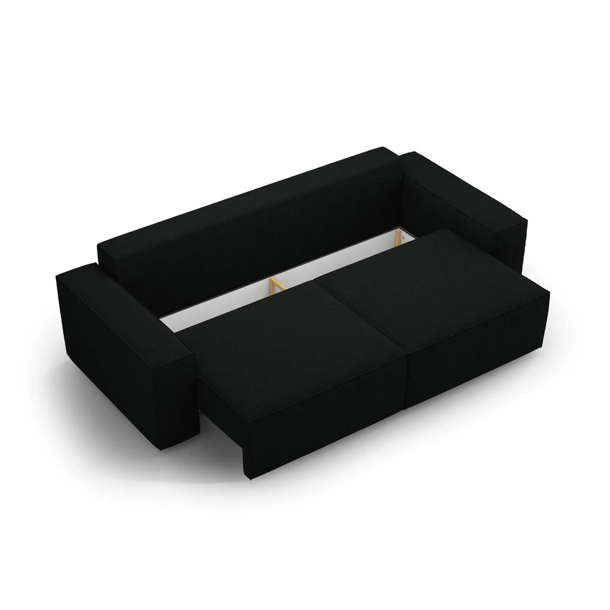 Jodie 3-Sitzer Sofa mit Schlaffunktion und Bettkasten, ausklappbar, aus Boucle (Bal2082) in Schwarz, 247x107 cm – Bild 6