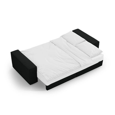 Jodie 3-Sitzer Sofa mit Schlaffunktion und Bettkasten, ausklappbar, aus Boucle (Bal2082) in Schwarz, 247x107 cm – Bild 7