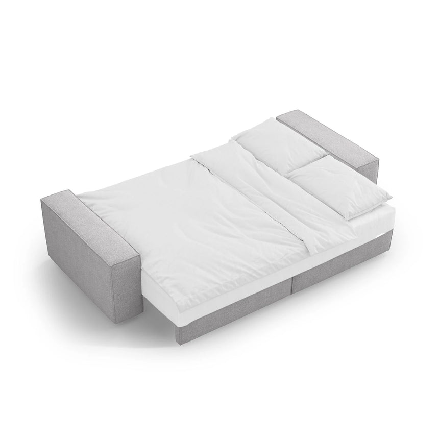 Jodie 3-Sitzer Sofa mit Schlaffunktion und Bettkasten, ausklappbar, aus Boucle (Bal2085) in Hellgrau, 247x107 cm – Bild 7