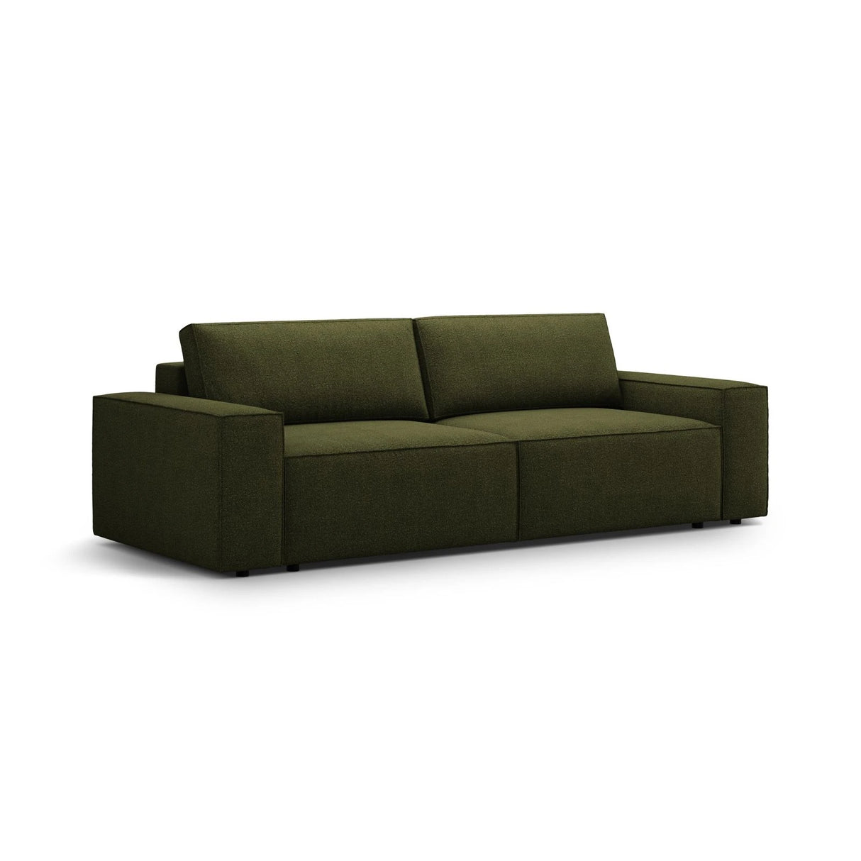 Jodie 3-Sitzer Sofa mit Schlaffunktion und Bettkasten, ausklappbar, aus Boucle (Bal2090) in Dunkles olivgrün, 247x107 cm – Bild 4