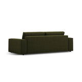 Jodie 3-Sitzer Sofa mit Schlaffunktion und Bettkasten, ausklappbar, aus Boucle (Bal2090) in Dunkles olivgrün, 247x107 cm – Bild 5
