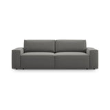 Jodie 3-Sitzer Sofa mit Schlaffunktion und Bettkasten, ausklappbar, aus Samt (Blu13) in Hellgrau, 247x107 cm – Bild 1