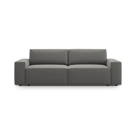 Jodie 3-Sitzer Sofa mit Schlaffunktion und Bettkasten, ausklappbar, aus Samt (Blu13) in Hellgrau, 247x107 cm – Bild 1