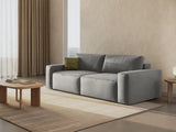 Jodie 3-Sitzer Sofa mit Schlaffunktion und Bettkasten, ausklappbar, aus Samt (Blu13) in Hellgrau, 247x107 cm – Bild 2