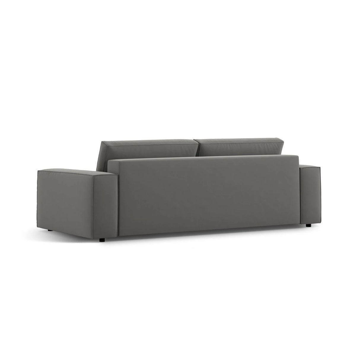 Jodie 3-Sitzer Sofa mit Schlaffunktion und Bettkasten, ausklappbar, aus Samt (Blu13) in Hellgrau, 247x107 cm – Bild 5