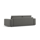 Jodie 3-Sitzer Sofa mit Schlaffunktion und Bettkasten, ausklappbar, aus Samt (Blu13) in Hellgrau, 247x107 cm – Bild 5