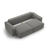 Jodie 3-Sitzer Sofa mit Schlaffunktion und Bettkasten, ausklappbar, aus Samt (Blu13) in Hellgrau, 247x107 cm – Bild 6