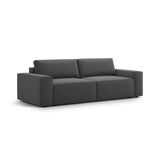 Jodie 3-Sitzer Sofa mit Schlaffunktion und Bettkasten, ausklappbar, aus Samt (Blu14) in Grau, 247x107 cm – Bild 4
