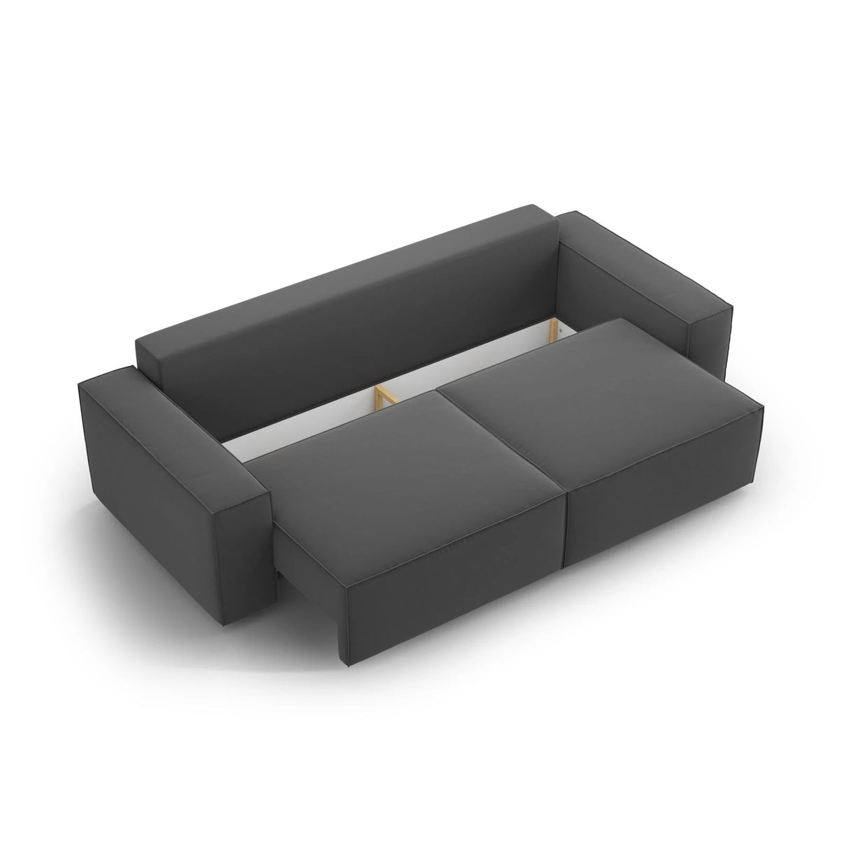 Jodie 3-Sitzer Sofa mit Schlaffunktion und Bettkasten, ausklappbar, aus Samt (Blu14) in Grau, 247x107 cm – Bild 6