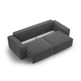 Jodie 3-Sitzer Sofa mit Schlaffunktion und Bettkasten, ausklappbar, aus Samt (Blu14) in Grau, 247x107 cm – Bild 6