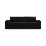 Jodie 3-Sitzer Sofa mit Schlaffunktion und Bettkasten, ausklappbar, aus Samt (Blu19) in Schwarz, 247x107 cm – Bild 1