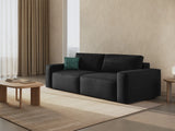 Jodie 3-Sitzer Sofa mit Schlaffunktion und Bettkasten, ausklappbar, aus Samt (Blu19) in Schwarz, 247x107 cm – Bild 2