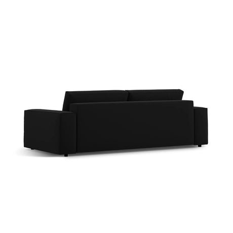 Jodie 3-Sitzer Sofa mit Schlaffunktion und Bettkasten, ausklappbar, aus Samt (Blu19) in Schwarz, 247x107 cm – Bild 5