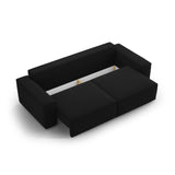 Jodie 3-Sitzer Sofa mit Schlaffunktion und Bettkasten, ausklappbar, aus Samt (Blu19) in Schwarz, 247x107 cm – Bild 6