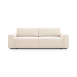 Jodie 3-Sitzer Sofa mit Schlaffunktion und Bettkasten, ausklappbar, aus Samt (Blu22) in Leichtes Beige, 247x107 cm – Bild 1