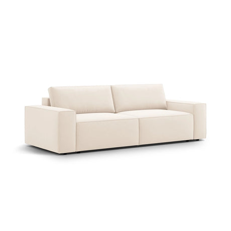 Jodie 3-Sitzer Sofa mit Schlaffunktion und Bettkasten, ausklappbar, aus Samt (Blu22) in Leichtes Beige, 247x107 cm – Bild 4