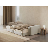 Jodie 3-Sitzer Sofa mit Schlaffunktion und Bettkasten, ausklappbar, aus Samt (Blu30) in Dunkelbeige, 247x107 cm – Bild 3