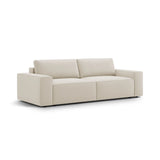 Jodie 3-Sitzer Sofa mit Schlaffunktion und Bettkasten, ausklappbar, aus Samt (Blu30) in Dunkelbeige, 247x107 cm – Bild 5