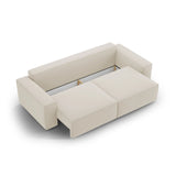 Jodie 3-Sitzer Sofa mit Schlaffunktion und Bettkasten, ausklappbar, aus Samt (Blu30) in Dunkelbeige, 247x107 cm – Bild 7