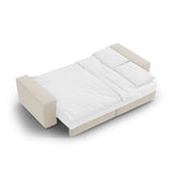 Jodie 3-Sitzer Sofa mit Schlaffunktion und Bettkasten, ausklappbar, aus Samt (Blu30) in Dunkelbeige, 247x107 cm – Bild 8