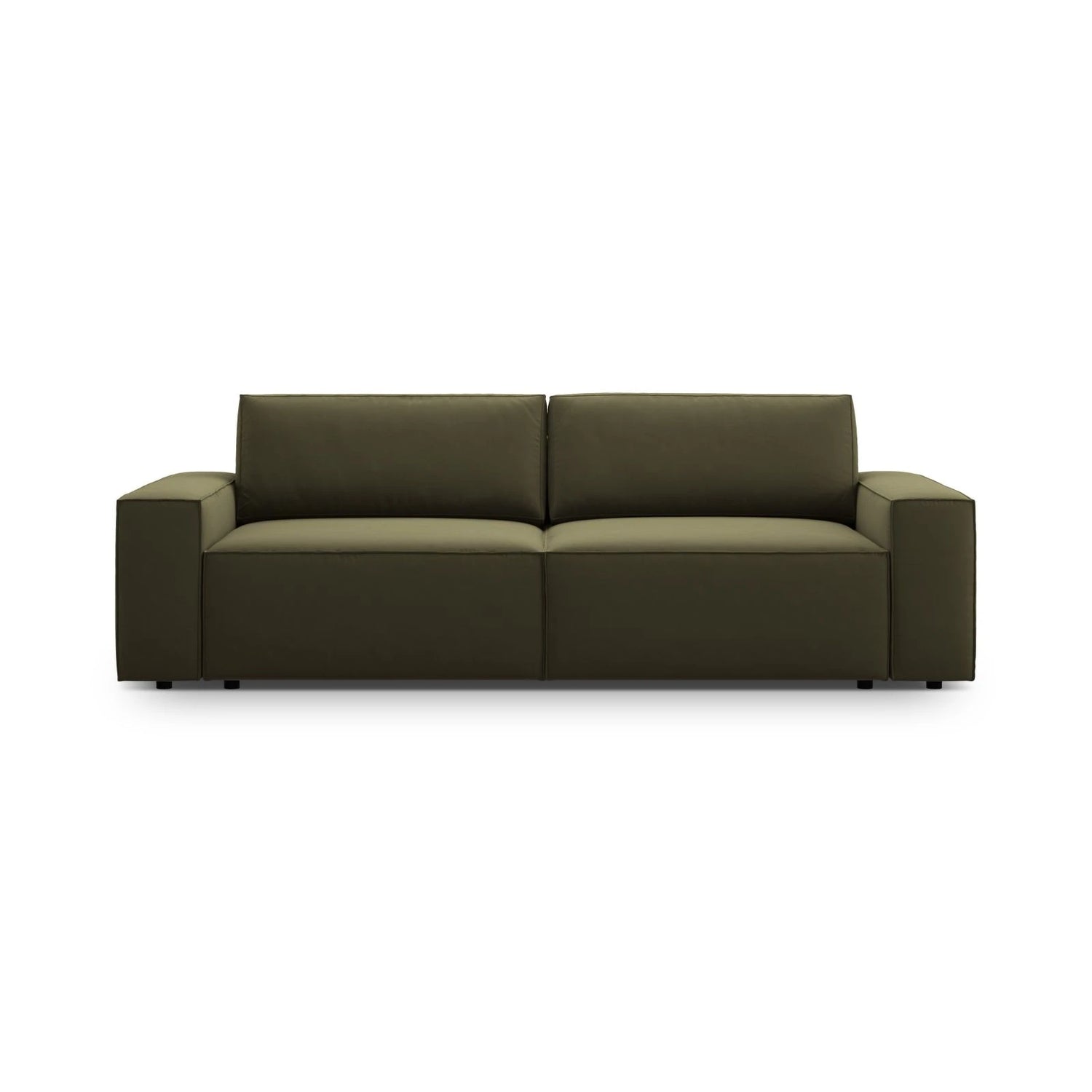 Jodie 3-Sitzer Sofa mit Schlaffunktion und Bettkasten, ausklappbar, aus Samt (Blu77) in Grün, 247x107 cm – Bild 1