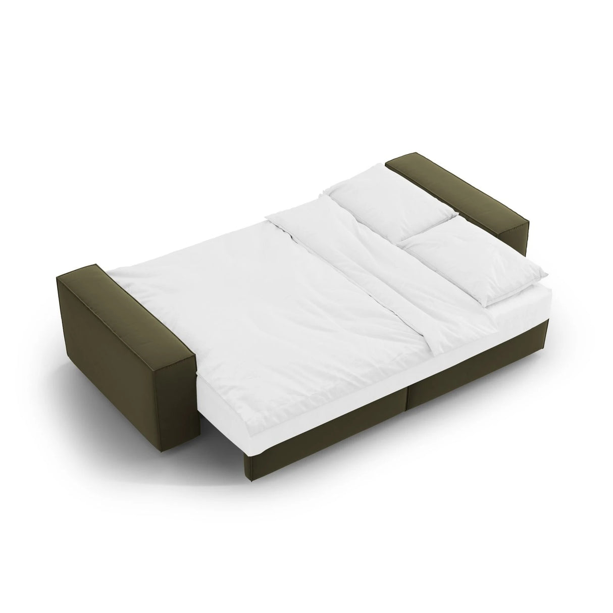 Jodie 3-Sitzer Sofa mit Schlaffunktion und Bettkasten, ausklappbar, aus Samt (Blu77) in Grün, 247x107 cm – Bild 7