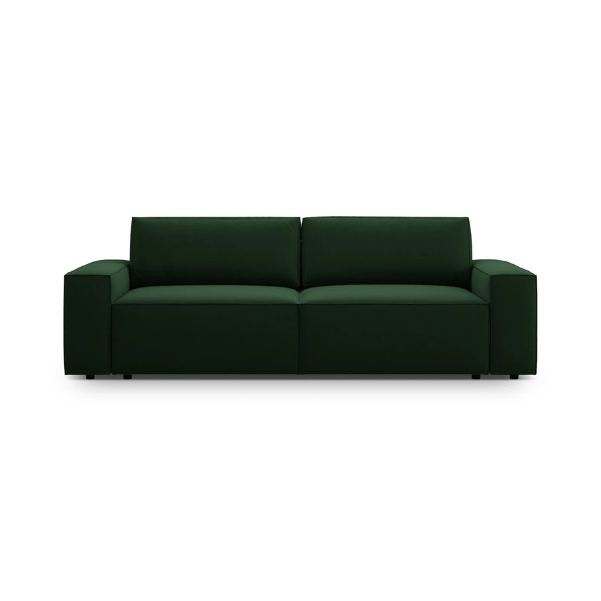 Jodie 3-Sitzer Sofa mit Schlaffunktion und Bettkasten, ausklappbar, aus Samt (Blu78) in Flaschengrün, 247x107 cm – Bild 1