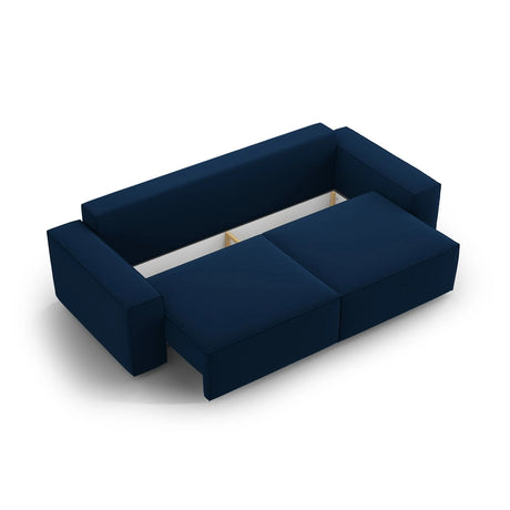 Jodie 3-Sitzer Sofa mit Schlaffunktion und Bettkasten, ausklappbar, aus Samt (Blu86) in Königsblau, 247x107 cm – Bild 6